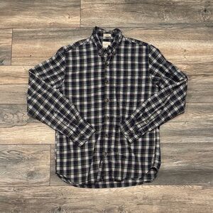 J. Crew Navy and White Checkered Button-Down Shirt